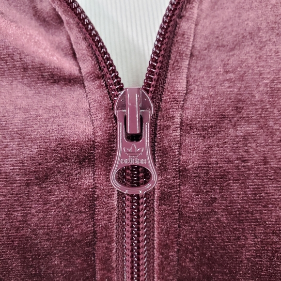Adidas Velour Firebird Trefoil Track Jacket Maroon Gold Pockets Medium Y2K - Picture 8 of 17